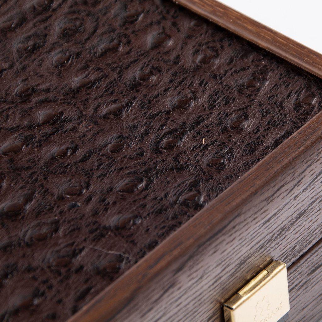 OSTRICH TOTE IN BROWN LEATHER Backgammon-Bordspill-Manopoulos-Large-Kvalitetstid AS