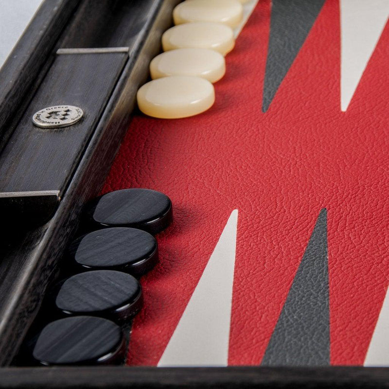 BURGUNDY RED Backgammon-Bordspill-Manopoulos-Large-Kvalitetstid AS
