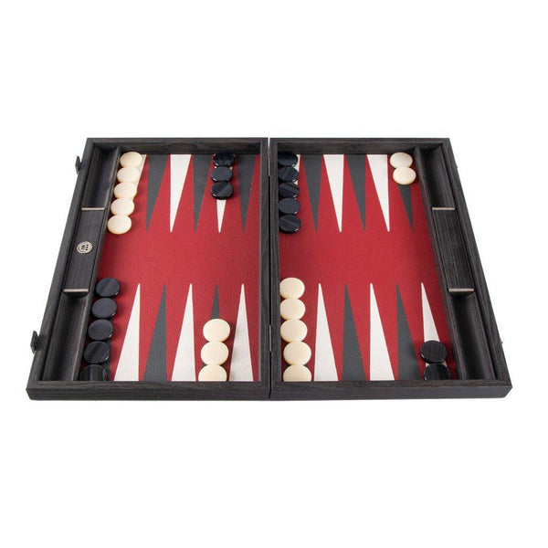 BURGUNDY RED Backgammon-Bordspill-Manopoulos-Large-Kvalitetstid AS