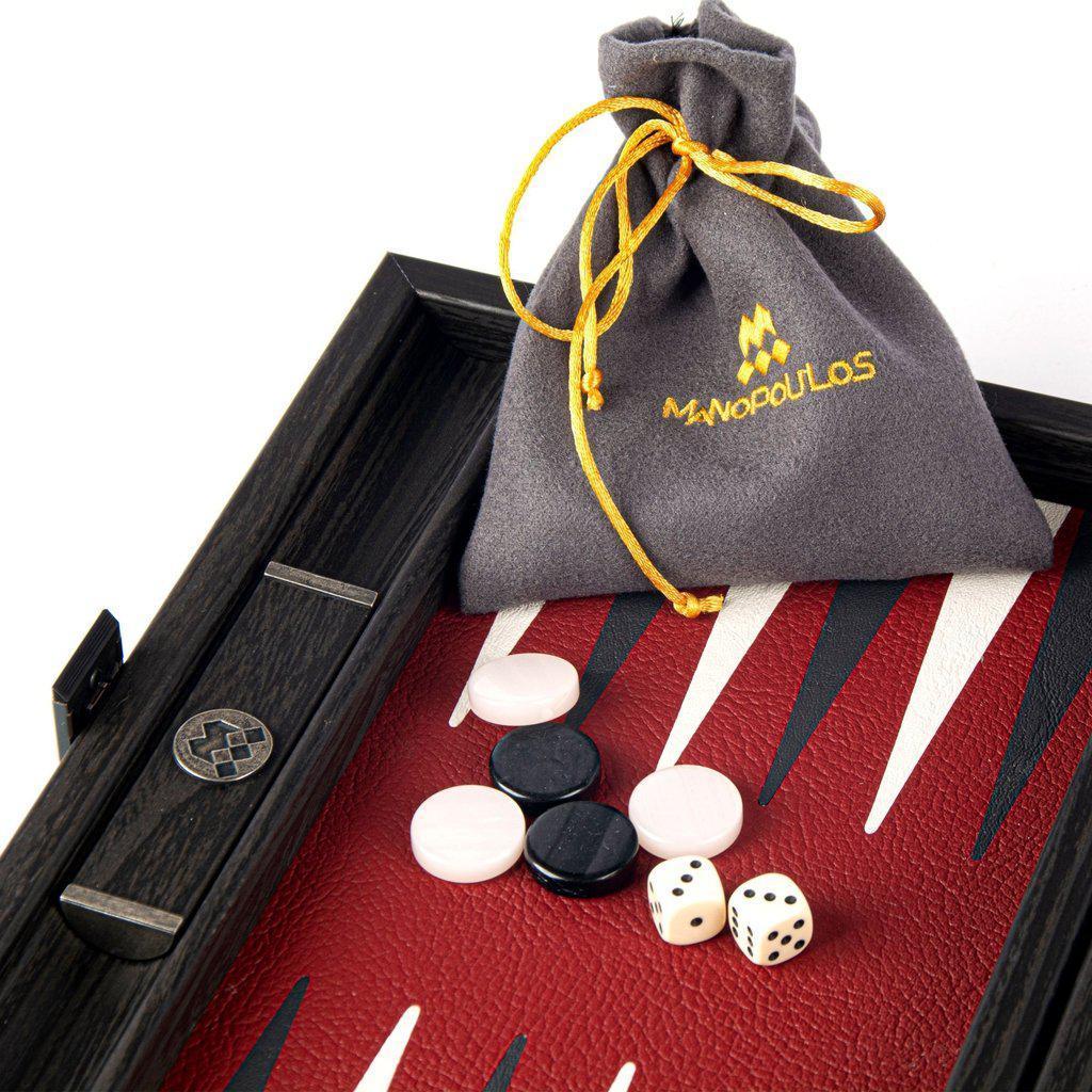 BURGUNDY RED Backgammon (Travel size)-Bordspill-Manopoulos-Small-Kvalitetstid AS
