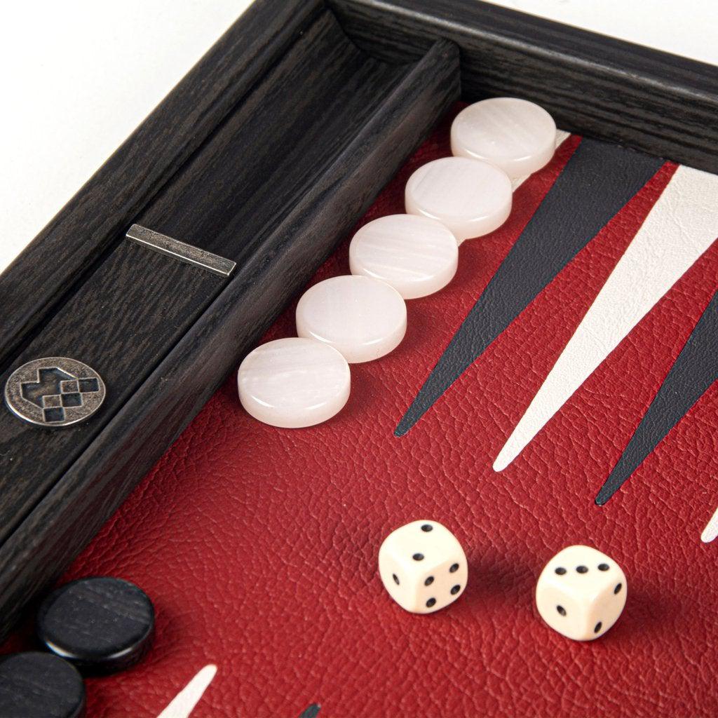 BURGUNDY RED Backgammon (Travel size)-Bordspill-Manopoulos-Small-Kvalitetstid AS