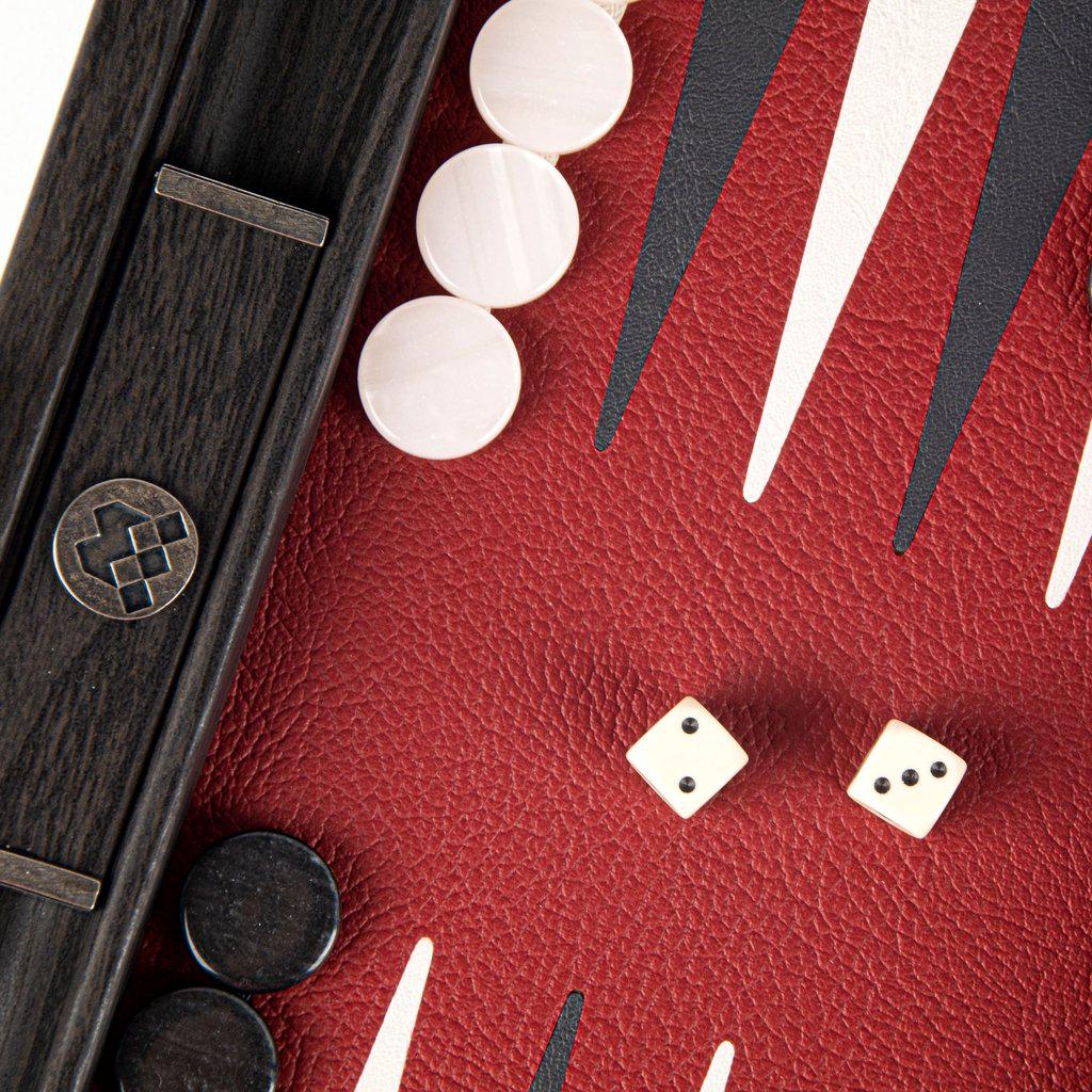 BURGUNDY RED Backgammon (Travel size)-Bordspill-Manopoulos-Small-Kvalitetstid AS