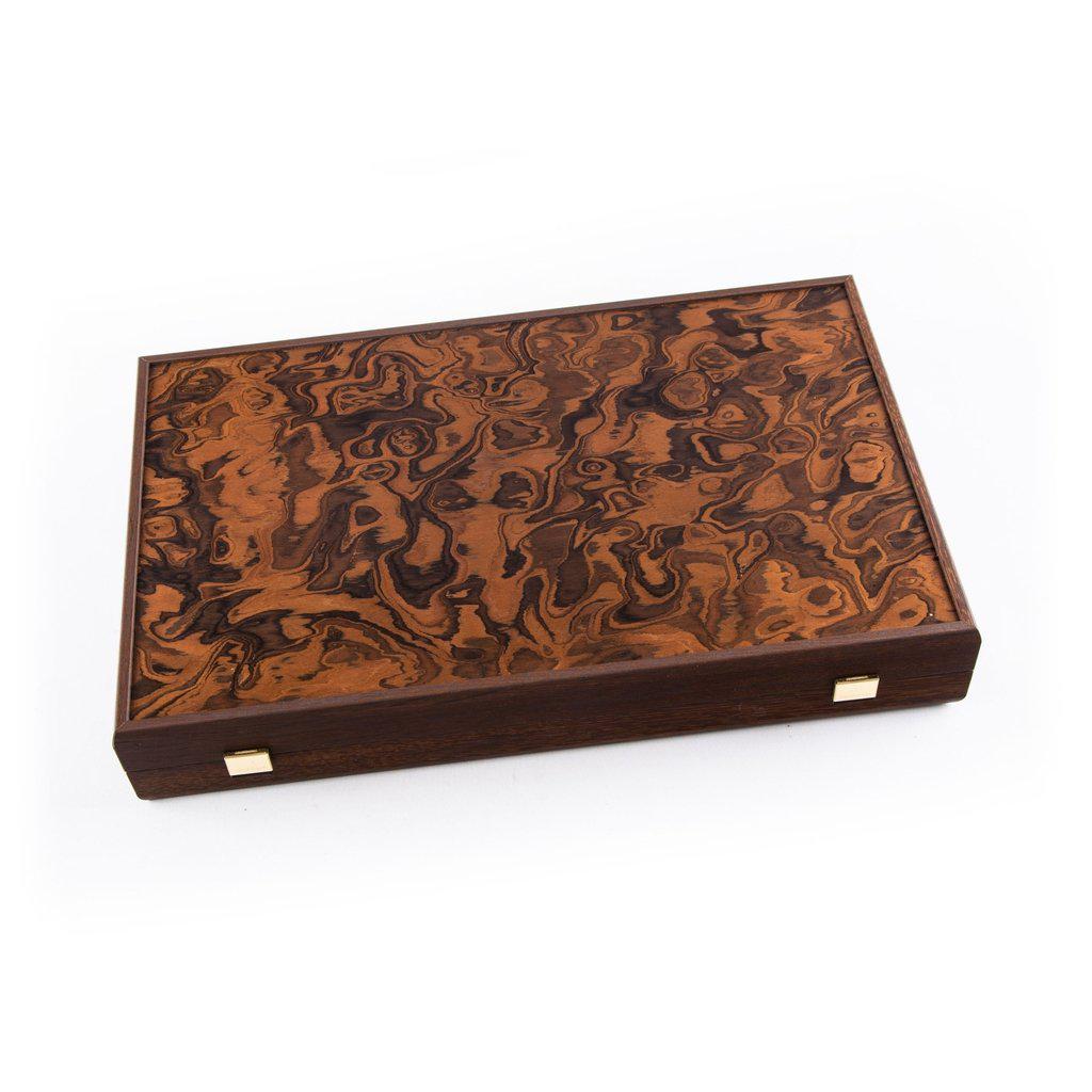CALIFORNIA WALNUT BURL Backgammon-Bordspill-Manopoulos-Large-Kvalitetstid AS