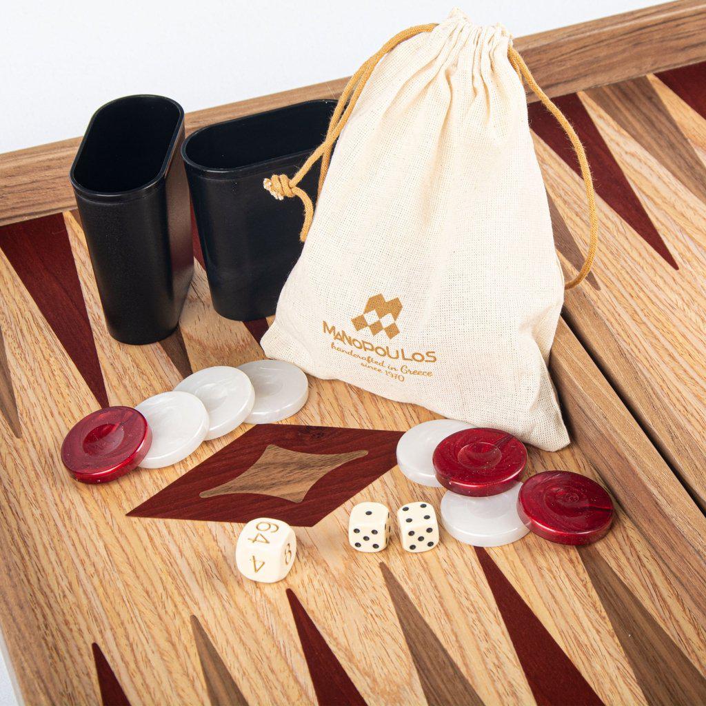 OAK & AMERICAN WALNUT Backgammon-Bordspill-Manopoulos-Large-Kvalitetstid AS
