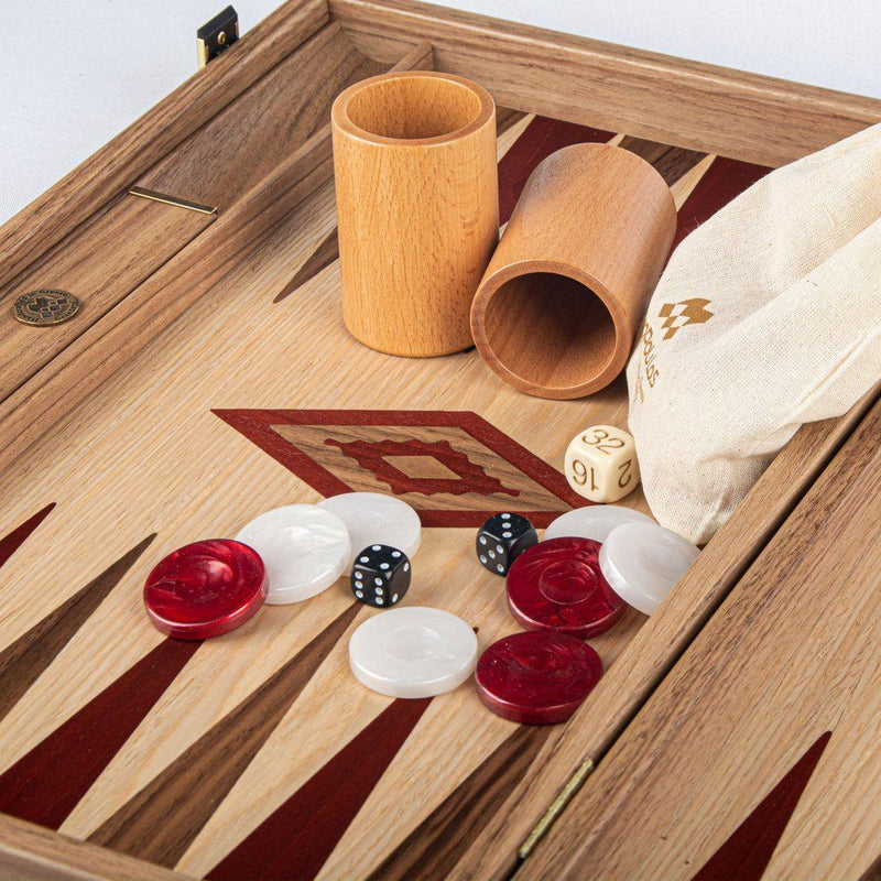 OAK & AMERICAN WALNUT Backgammon with Side Racks-Bordspill-Manopoulos-Large-Kvalitetstid AS