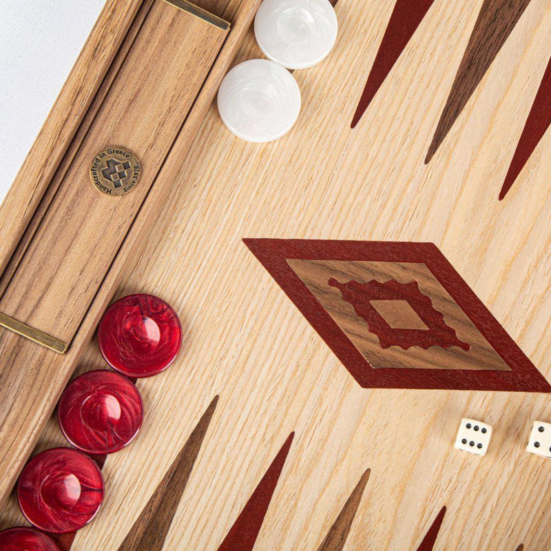 OAK & AMERICAN WALNUT Backgammon with Side Racks-Bordspill-Manopoulos-Large-Kvalitetstid AS
