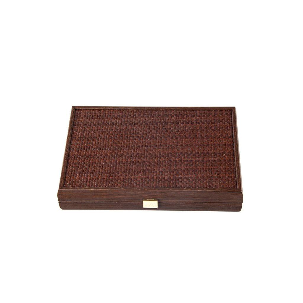 BRAIDED STRAW IN DARK BROWN COLOUR Backgammon (Travel size)-Bordspill-Manopoulos-Small-Kvalitetstid AS