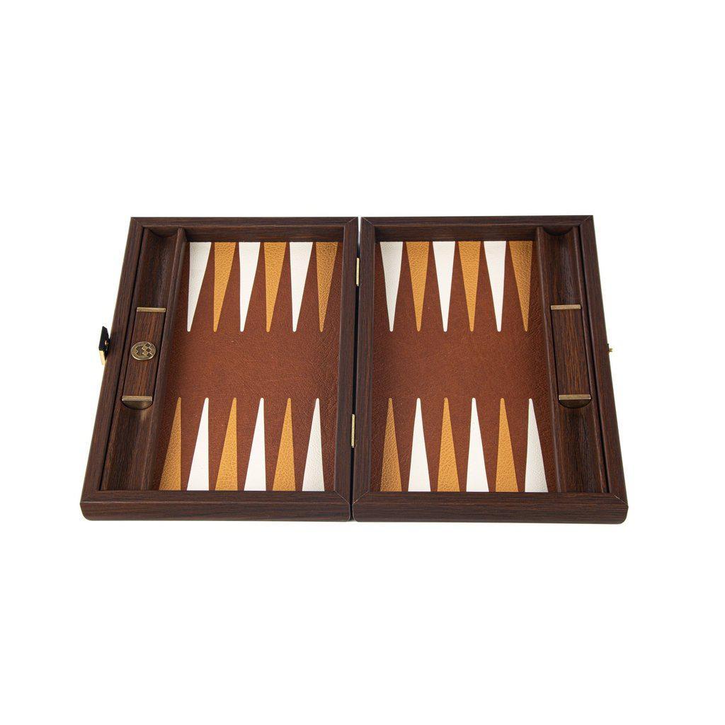 BRAIDED STRAW IN DARK BROWN COLOUR Backgammon (Travel size)-Bordspill-Manopoulos-Small-Kvalitetstid AS