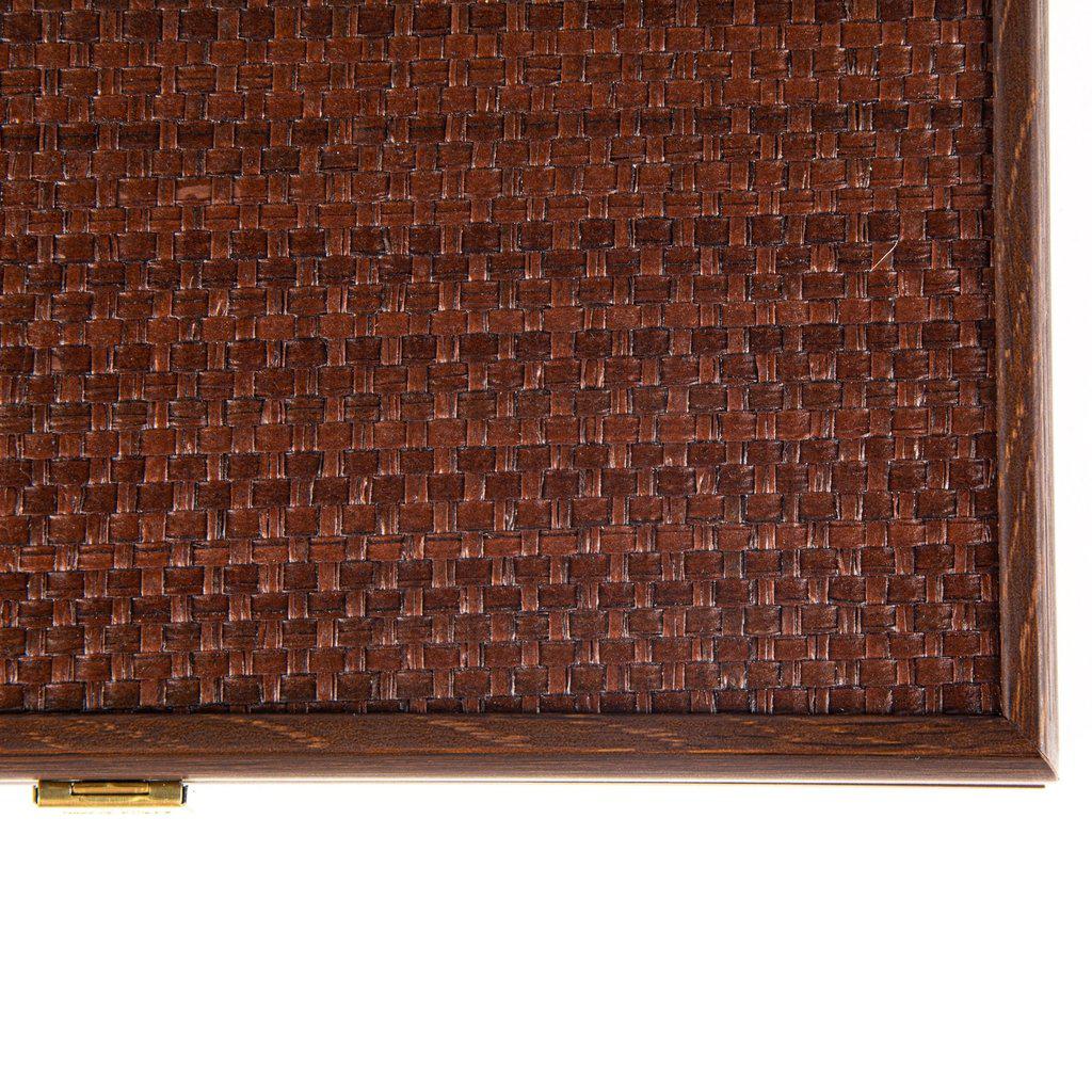BRAIDED STRAW IN DARK BROWN COLOUR Backgammon (Travel size)-Bordspill-Manopoulos-Small-Kvalitetstid AS