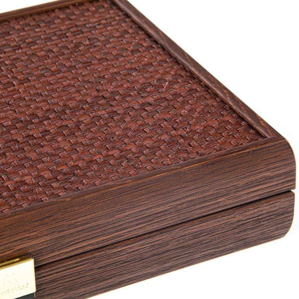 BRAIDED STRAW IN DARK BROWN COLOUR Backgammon (Travel size)-Bordspill-Manopoulos-Small-Kvalitetstid AS