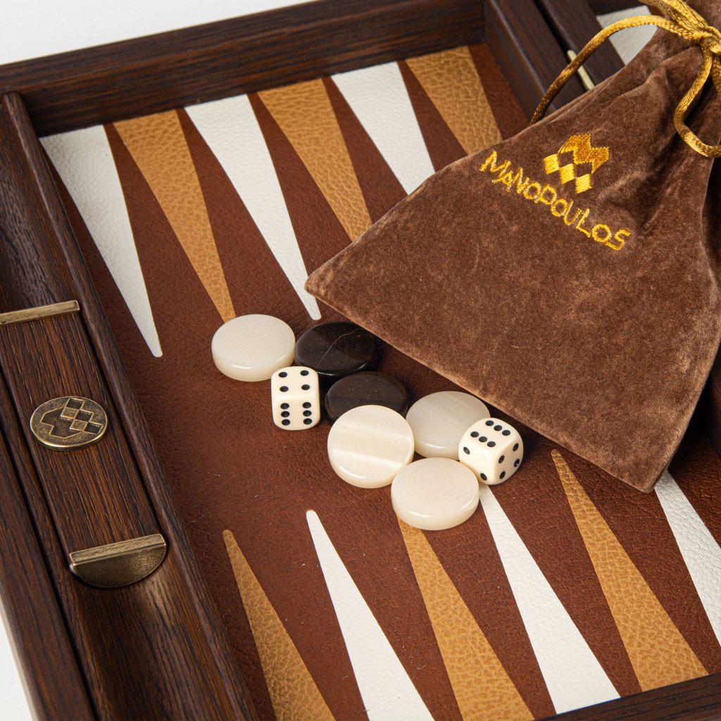 BRAIDED STRAW IN DARK BROWN COLOUR Backgammon (Travel size)-Bordspill-Manopoulos-Small-Kvalitetstid AS