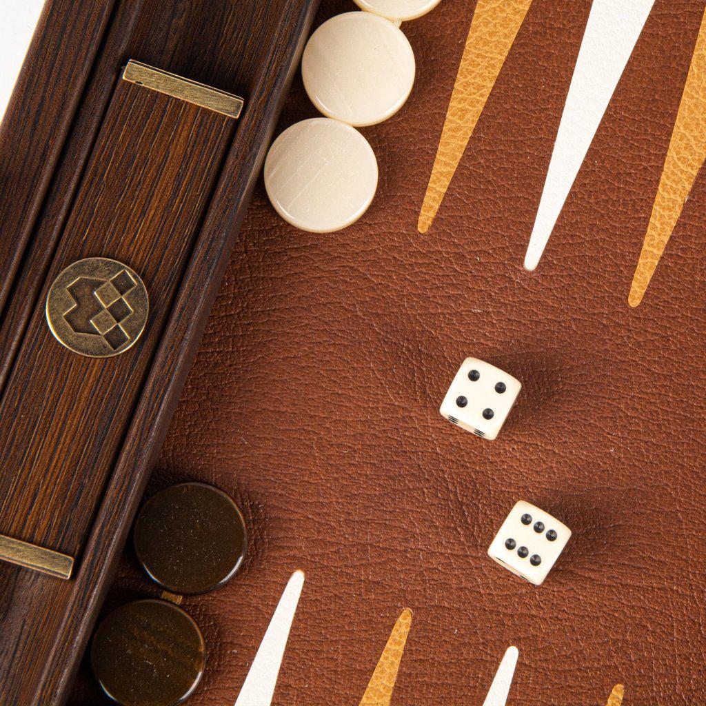 BRAIDED STRAW IN DARK BROWN COLOUR Backgammon (Travel size)-Bordspill-Manopoulos-Small-Kvalitetstid AS