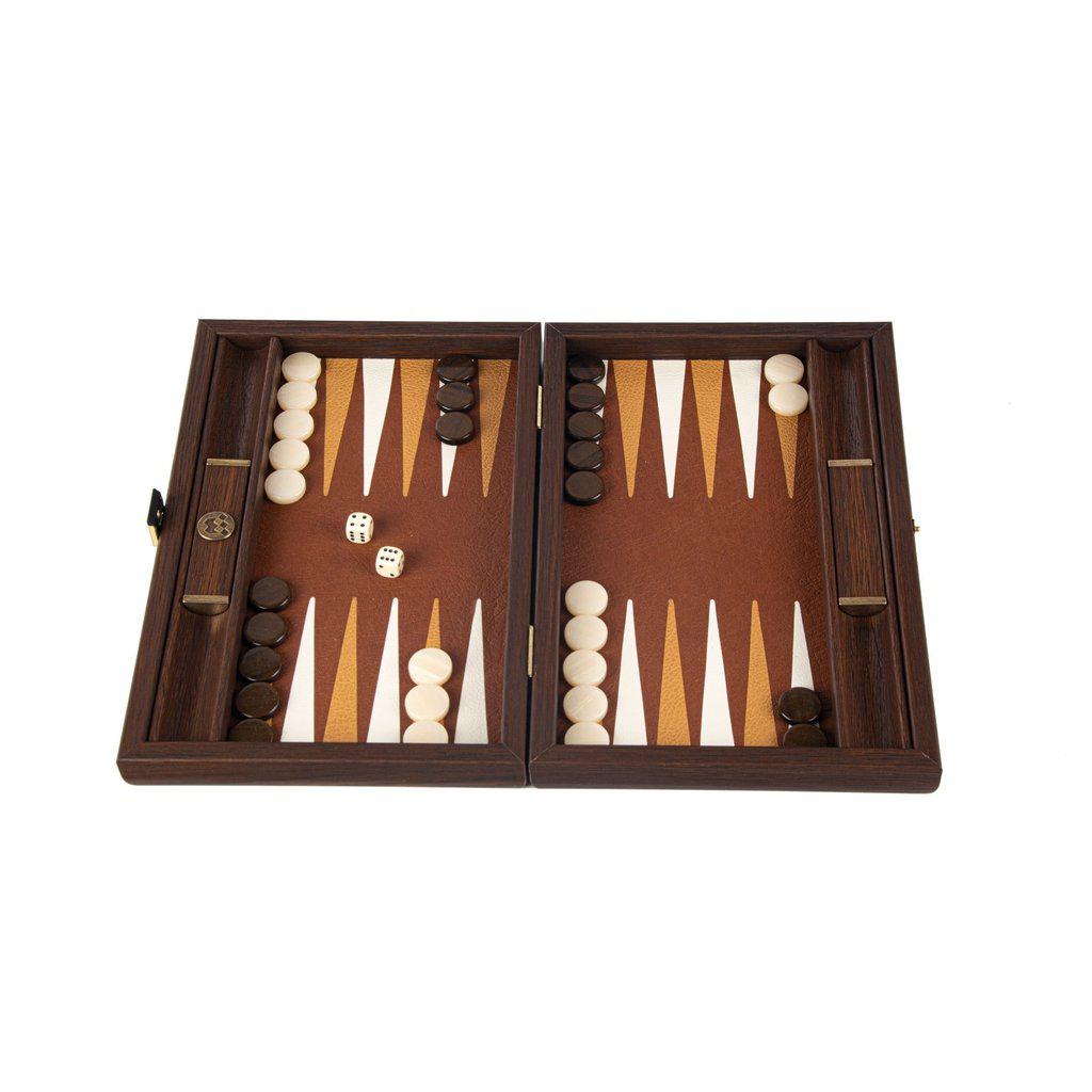 BRAIDED STRAW IN DARK BROWN COLOUR Backgammon (Travel size)-Bordspill-Manopoulos-Small-Kvalitetstid AS
