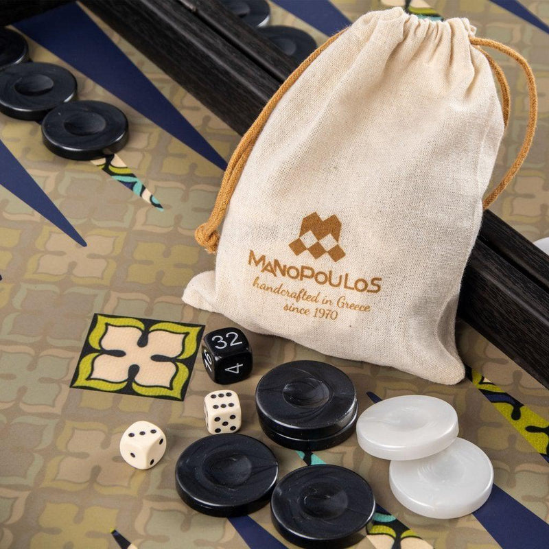 Backgammon m/blomstret mønster-Bordspill-Manopoulos-Kvalitetstid AS