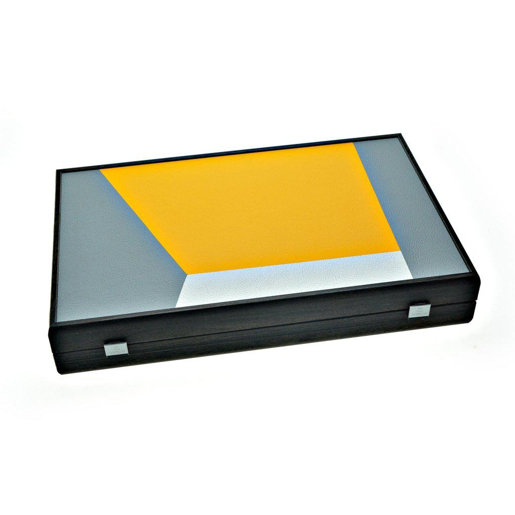 CANARY YELLOW MINIMALIST ART Backgammon-Bordspill-Manopoulos-Large-Kvalitetstid AS