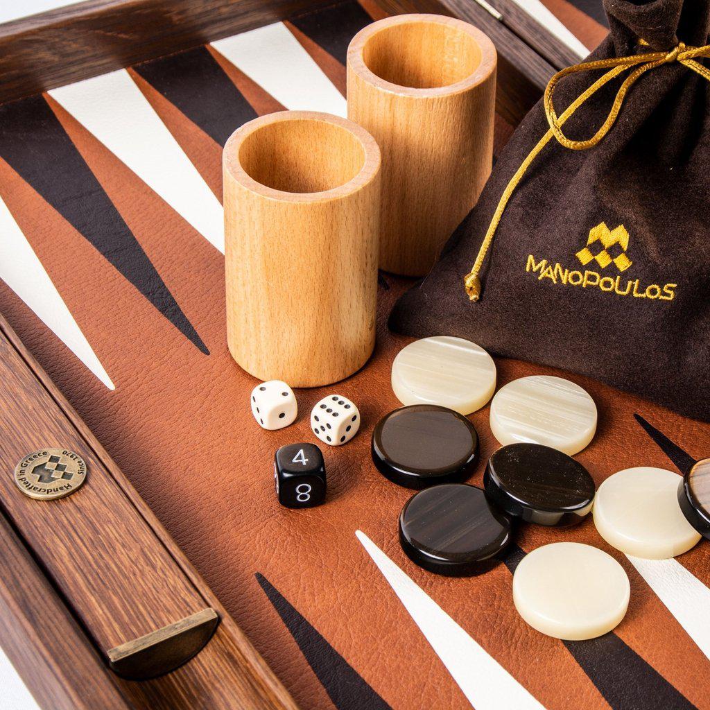 CARAMEL BROWN Backgammon-Bordspill-Manopoulos-Large-Kvalitetstid AS