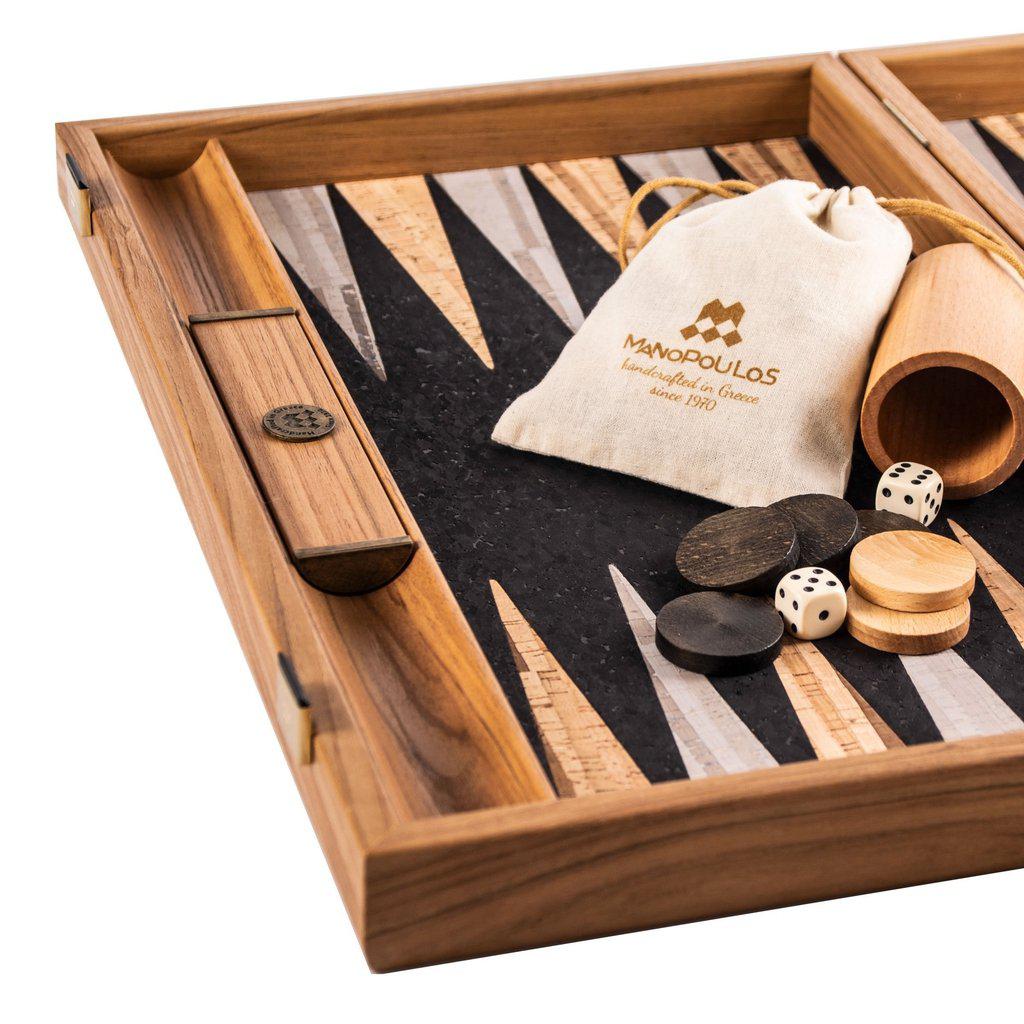 NATURAL CORK Backgammon (with olive wood checkers)-Bordspill-Manopoulos-Large-Kvalitetstid AS
