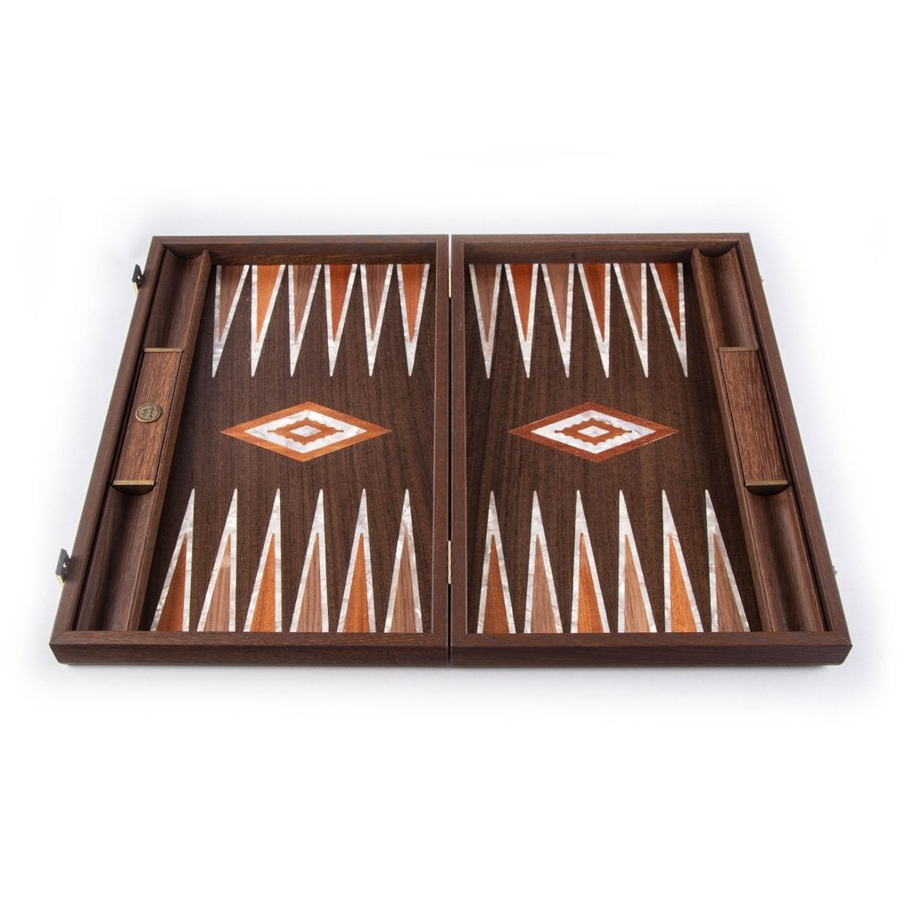 NATURAL BURL with PEARL ELEMENTS Backgammon-Backgammon-Manopoulos-Large-Kvalitetstid AS