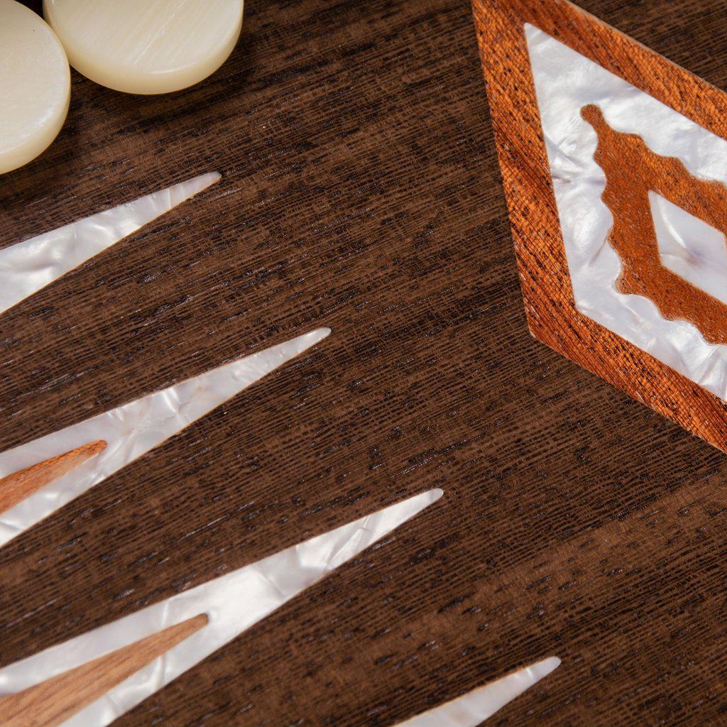 NATURAL BURL with PEARL ELEMENTS Backgammon-Backgammon-Manopoulos-Large-Kvalitetstid AS