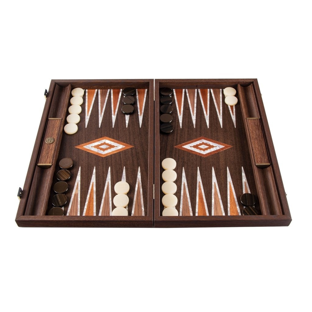 NATURAL BURL with PEARL ELEMENTS Backgammon-Backgammon-Manopoulos-Large-Kvalitetstid AS