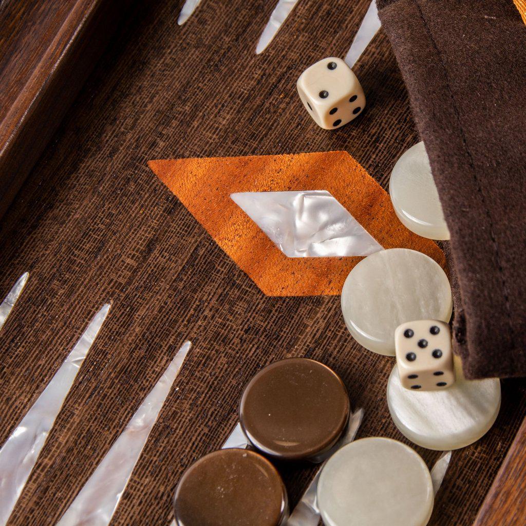 NATURAL BURL with PEARL ELEMENTS Backgammon (Small size)-Bordspill-Manopoulos-Small-Kvalitetstid AS
