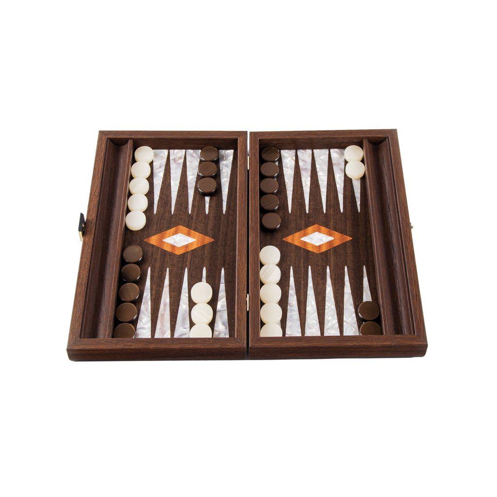 NATURAL BURL with PEARL ELEMENTS Backgammon (Small size)-Bordspill-Manopoulos-Small-Kvalitetstid AS