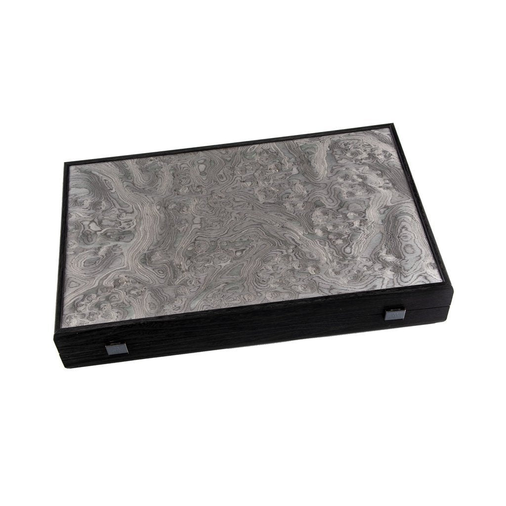 PEARLY GREY VAVONA Backgammon-Bordspill-Manopoulos-Large-Kvalitetstid AS