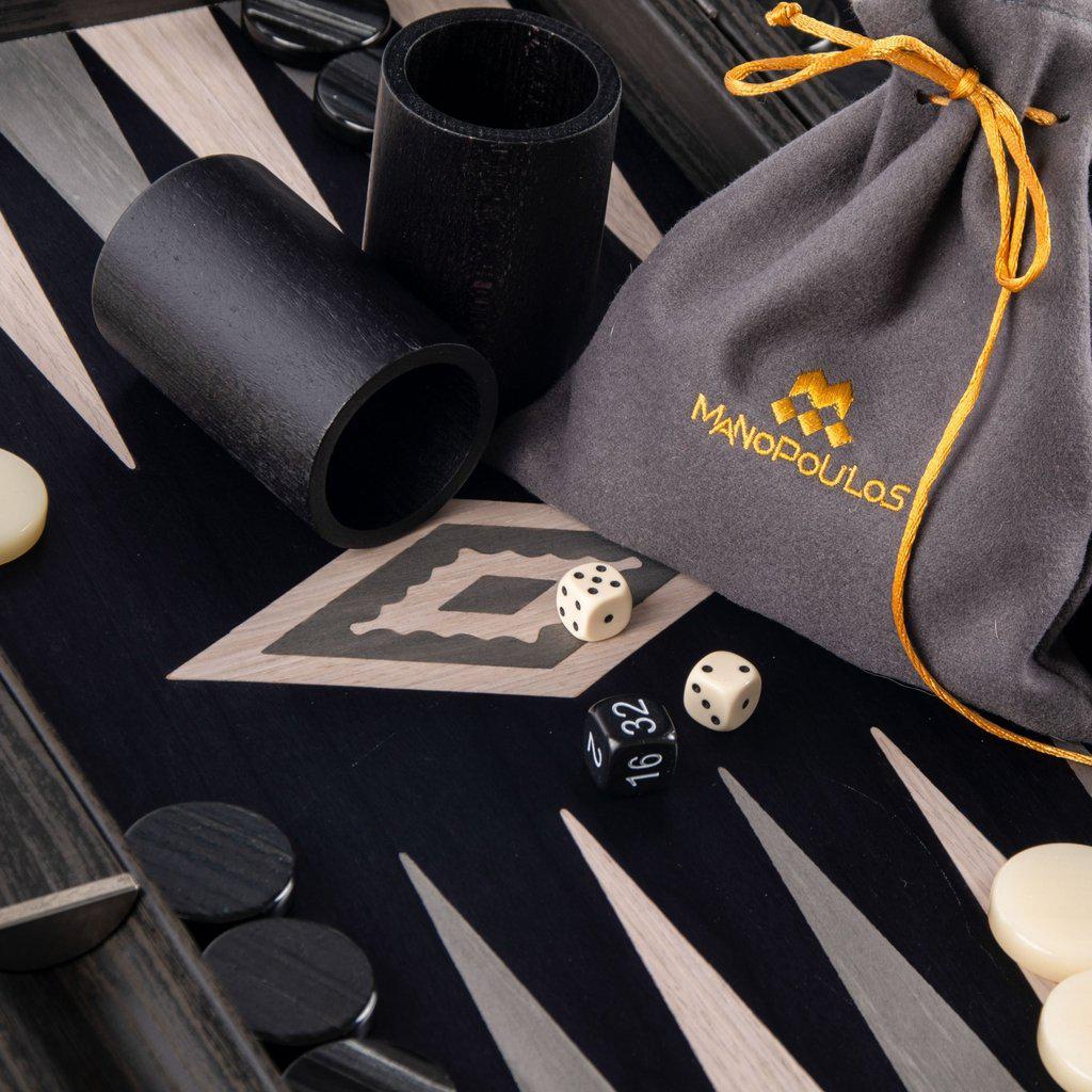 PEARLY GREY VAVONA Backgammon-Bordspill-Manopoulos-Large-Kvalitetstid AS