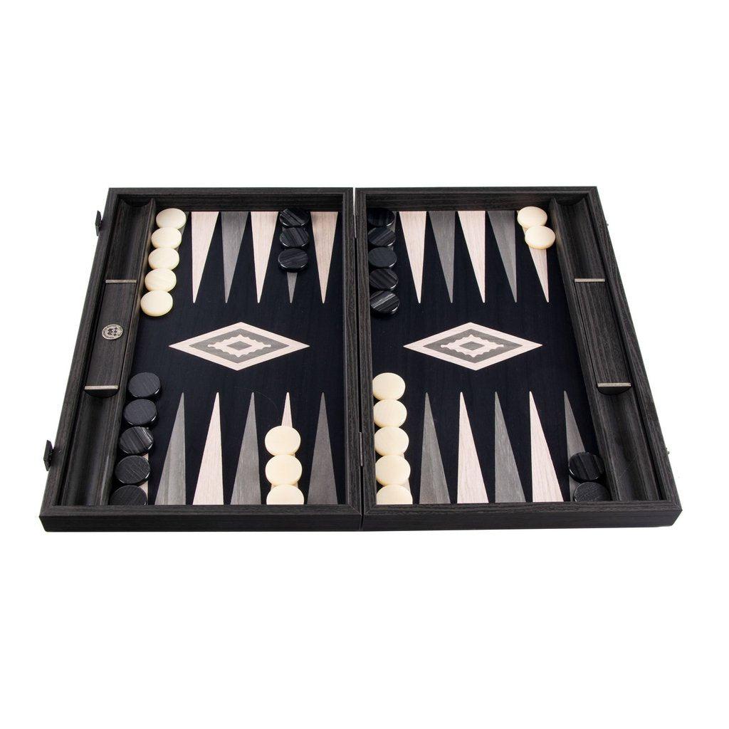 PEARLY GREY VAVONA Backgammon-Bordspill-Manopoulos-Large-Kvalitetstid AS