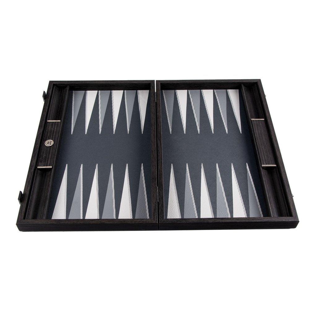 SILVER GRID TEXTURE with RUBBER PLAYING FIELD Backgammon-Bordspill-Manopoulos-Large-Kvalitetstid AS