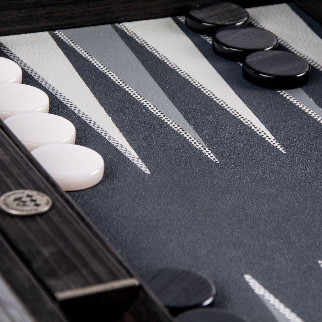 SILVER GRID TEXTURE with RUBBER PLAYING FIELD Backgammon-Bordspill-Manopoulos-Large-Kvalitetstid AS