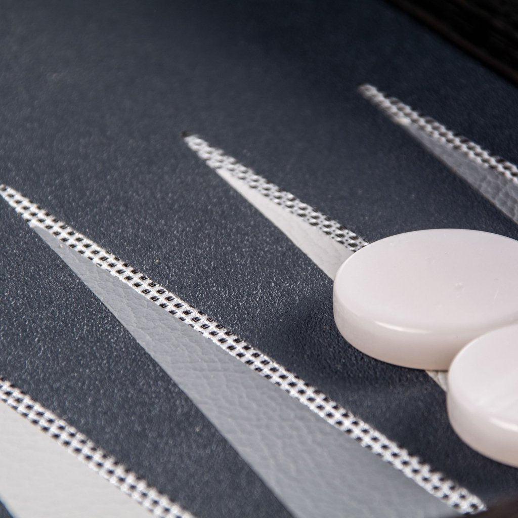 SILVER GRID TEXTURE with RUBBER PLAYING FIELD Backgammon-Bordspill-Manopoulos-Large-Kvalitetstid AS