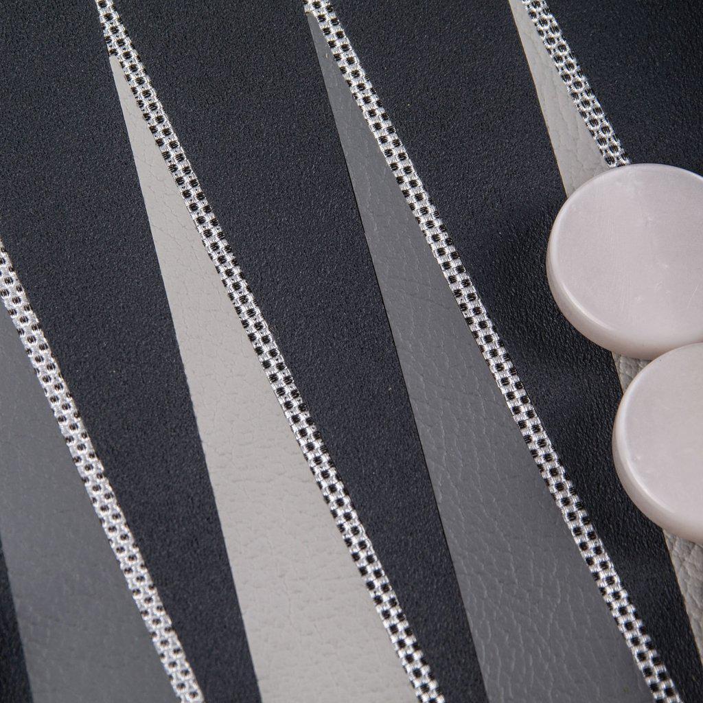 SILVER GRID TEXTURE with RUBBER PLAYING FIELD Backgammon-Bordspill-Manopoulos-Large-Kvalitetstid AS
