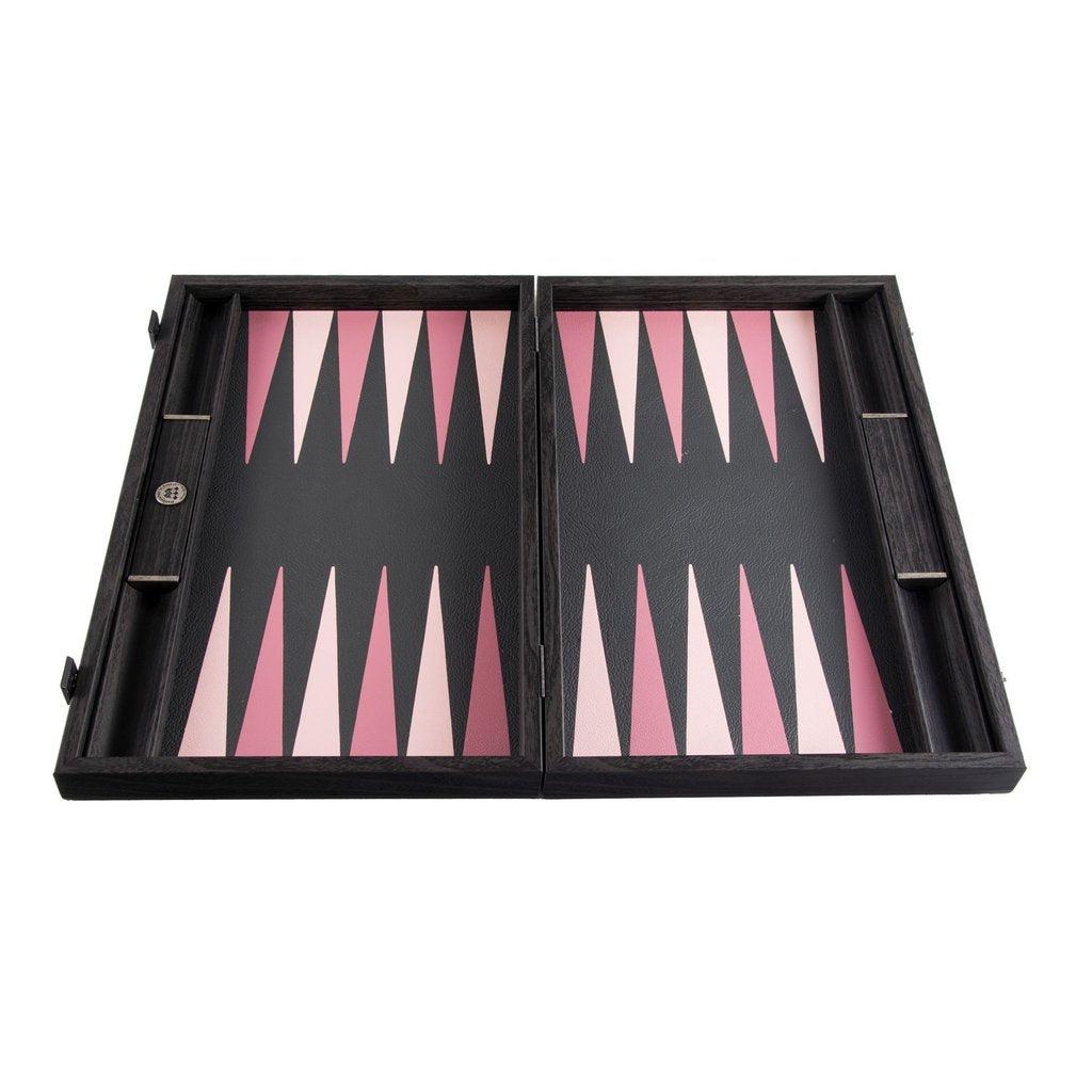 BLACK and DUSTY PINK Backgammon-Bordspill-Manopoulos-Large-Kvalitetstid AS