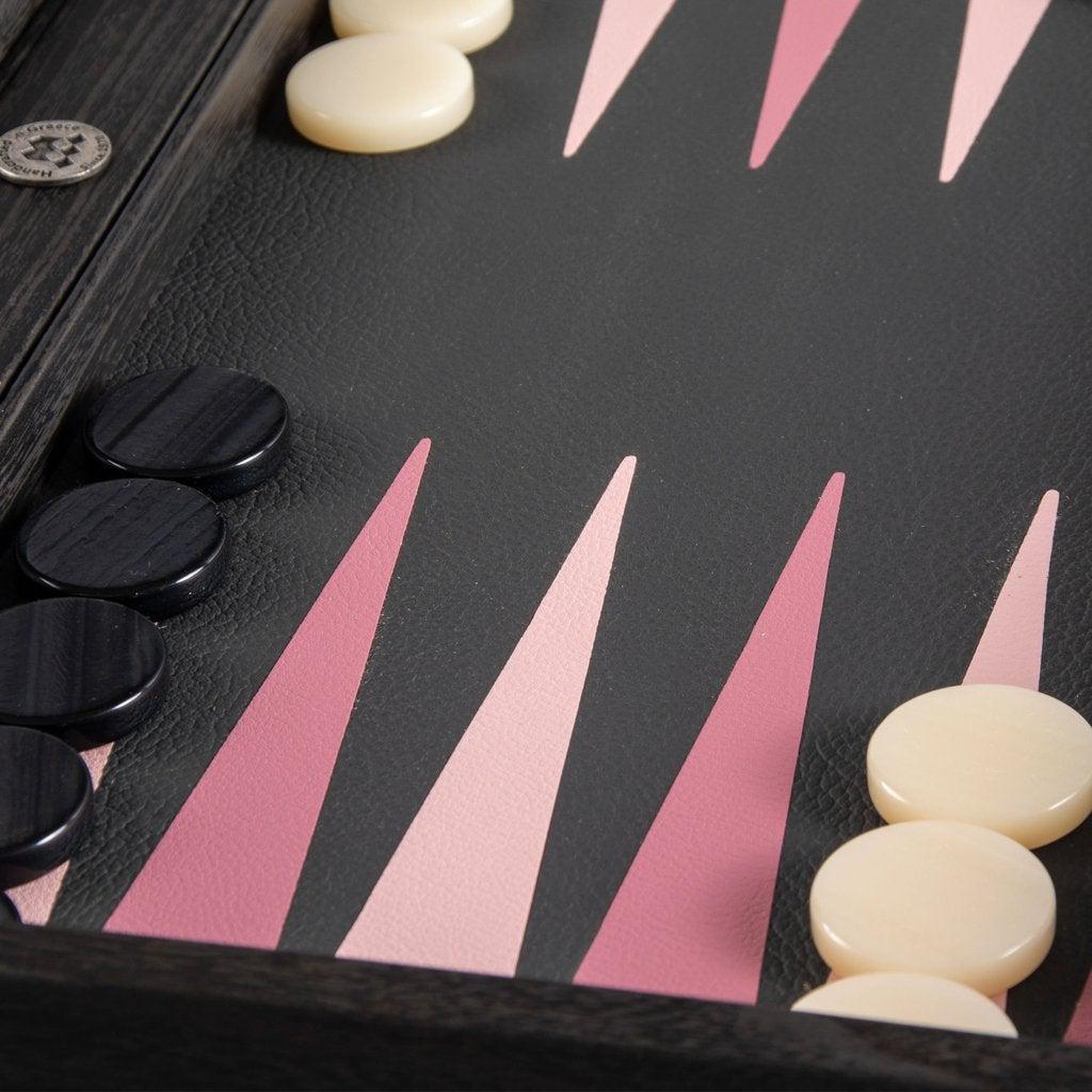 BLACK and DUSTY PINK Backgammon-Bordspill-Manopoulos-Large-Kvalitetstid AS