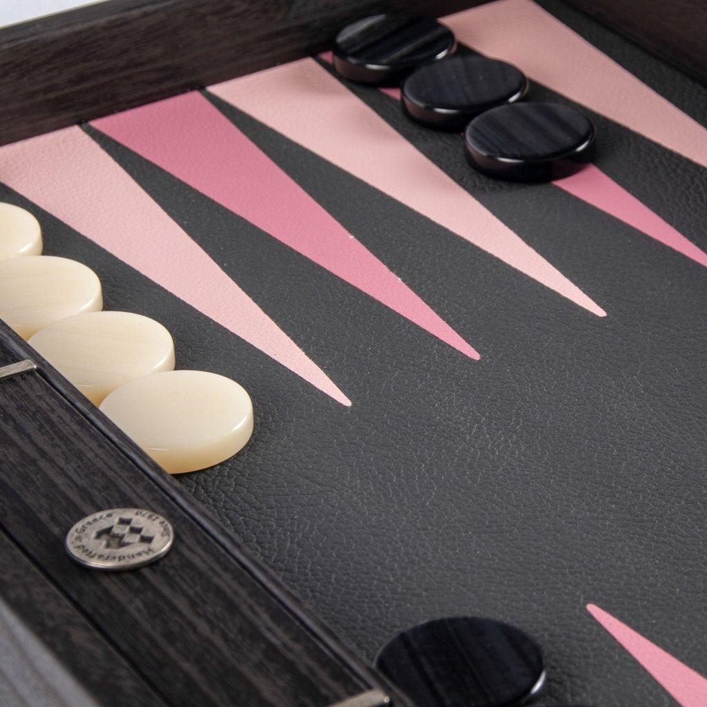 BLACK and DUSTY PINK Backgammon-Bordspill-Manopoulos-Large-Kvalitetstid AS