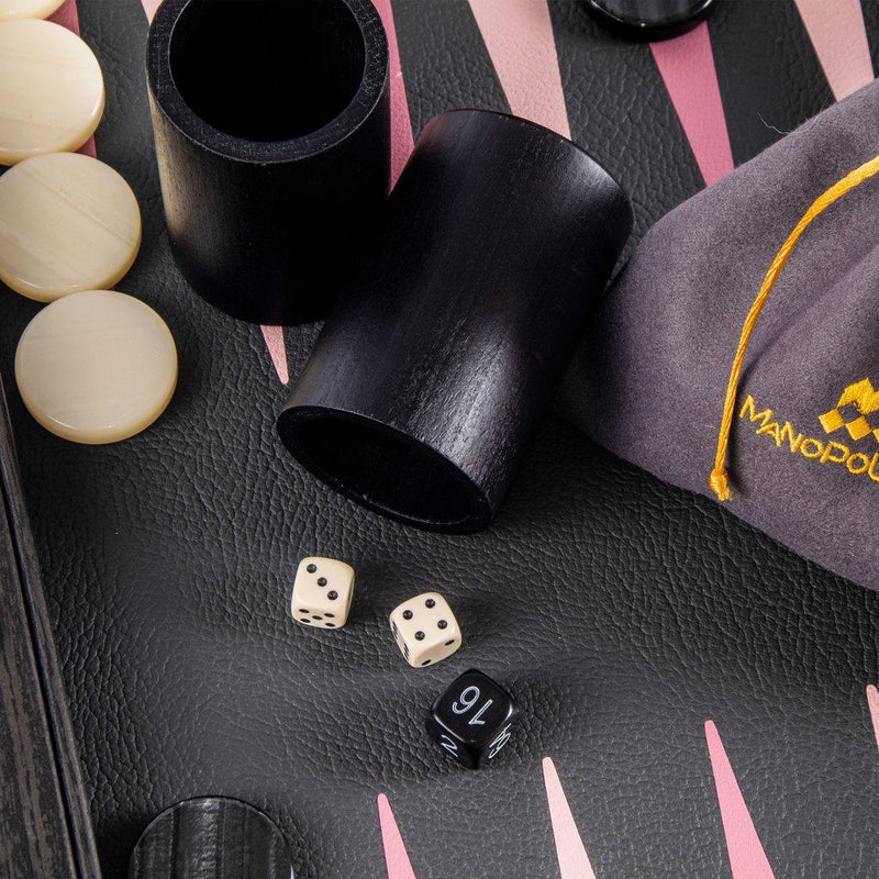 BLACK and DUSTY PINK Backgammon-Bordspill-Manopoulos-Large-Kvalitetstid AS