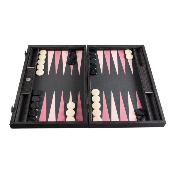 BLACK and DUSTY PINK Backgammon-Bordspill-Manopoulos-Large-Kvalitetstid AS