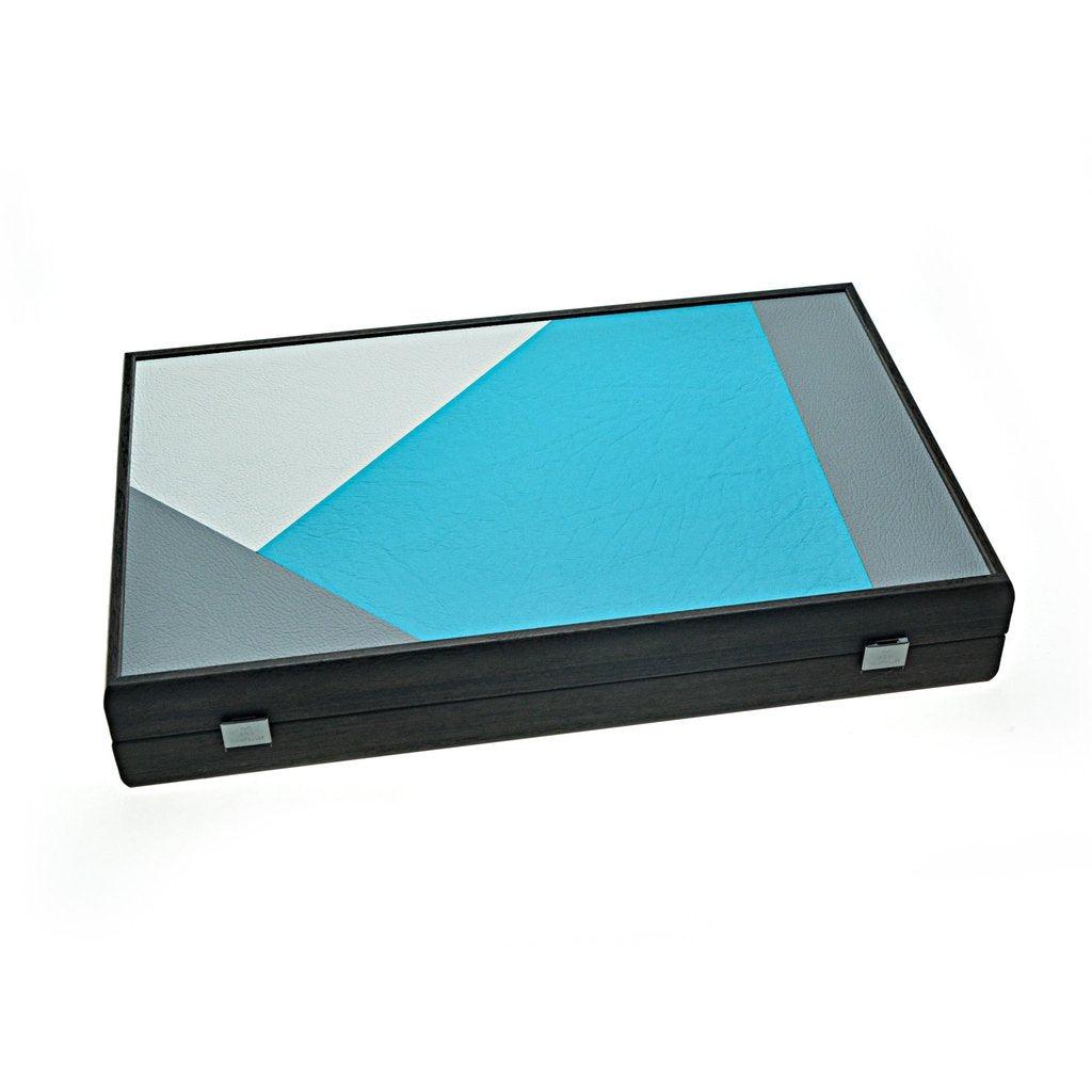 TURQUOISE BLUE MINIMALIST ART Backgammon-Bordspill-Manopoulos-Large-Kvalitetstid AS