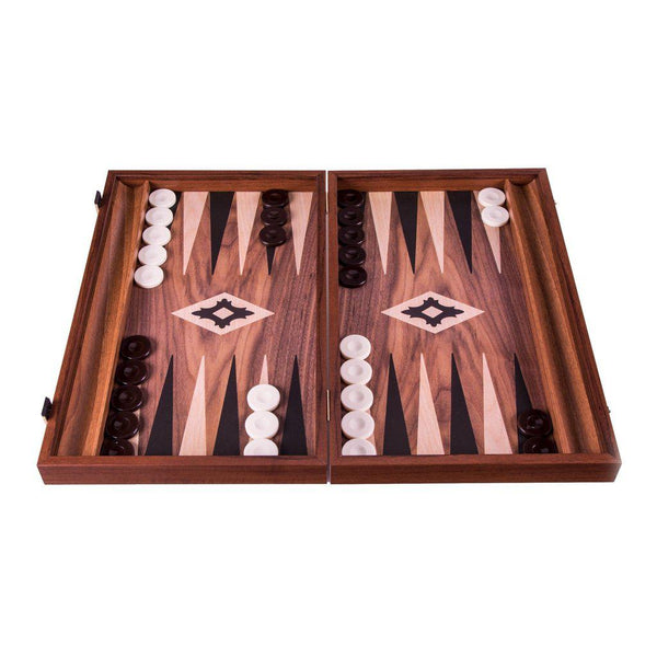 WALNUT REPLICA WOOD Backgammon-Bordspill-Manopoulos-Large-Kvalitetstid AS