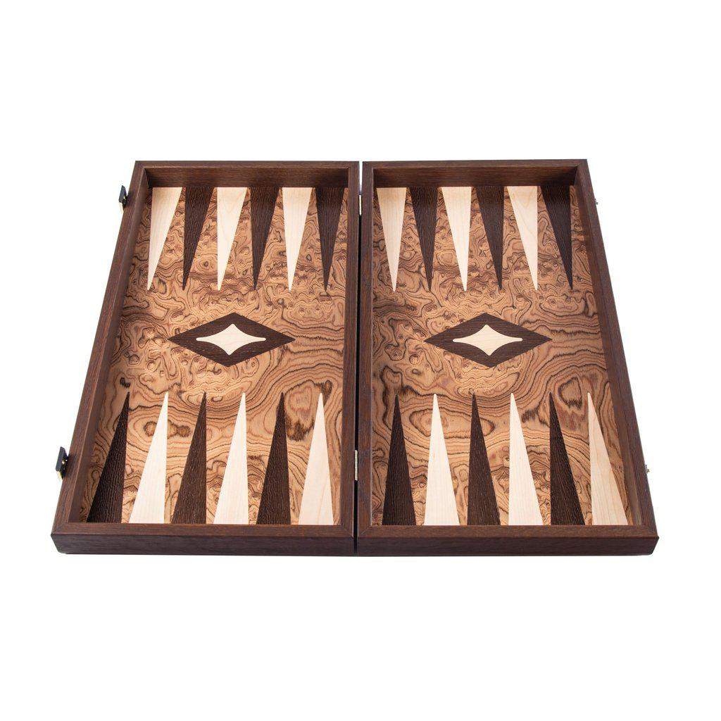 WALNUT BURL Backgammon-Bordspill-Manopoulos-Large-Kvalitetstid AS