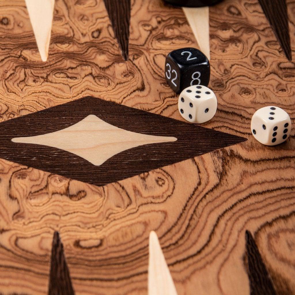 WALNUT BURL Backgammon-Bordspill-Manopoulos-Large-Kvalitetstid AS