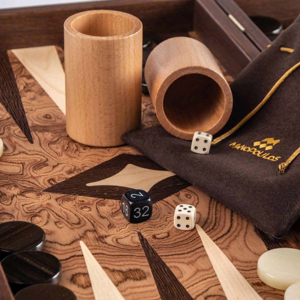 WALNUT BURL Backgammon-Bordspill-Manopoulos-Large-Kvalitetstid AS