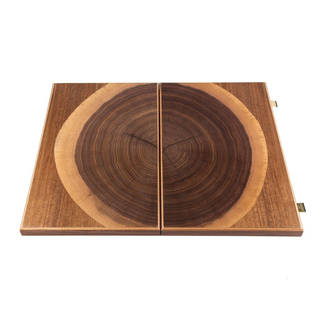 WALNUT NATURAL TREE TRUNK Backgammon-Bordspill-Manopoulos-Large-Kvalitetstid AS