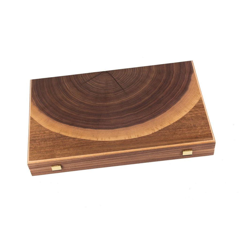 WALNUT NATURAL TREE TRUNK Backgammon-Bordspill-Manopoulos-Large-Kvalitetstid AS