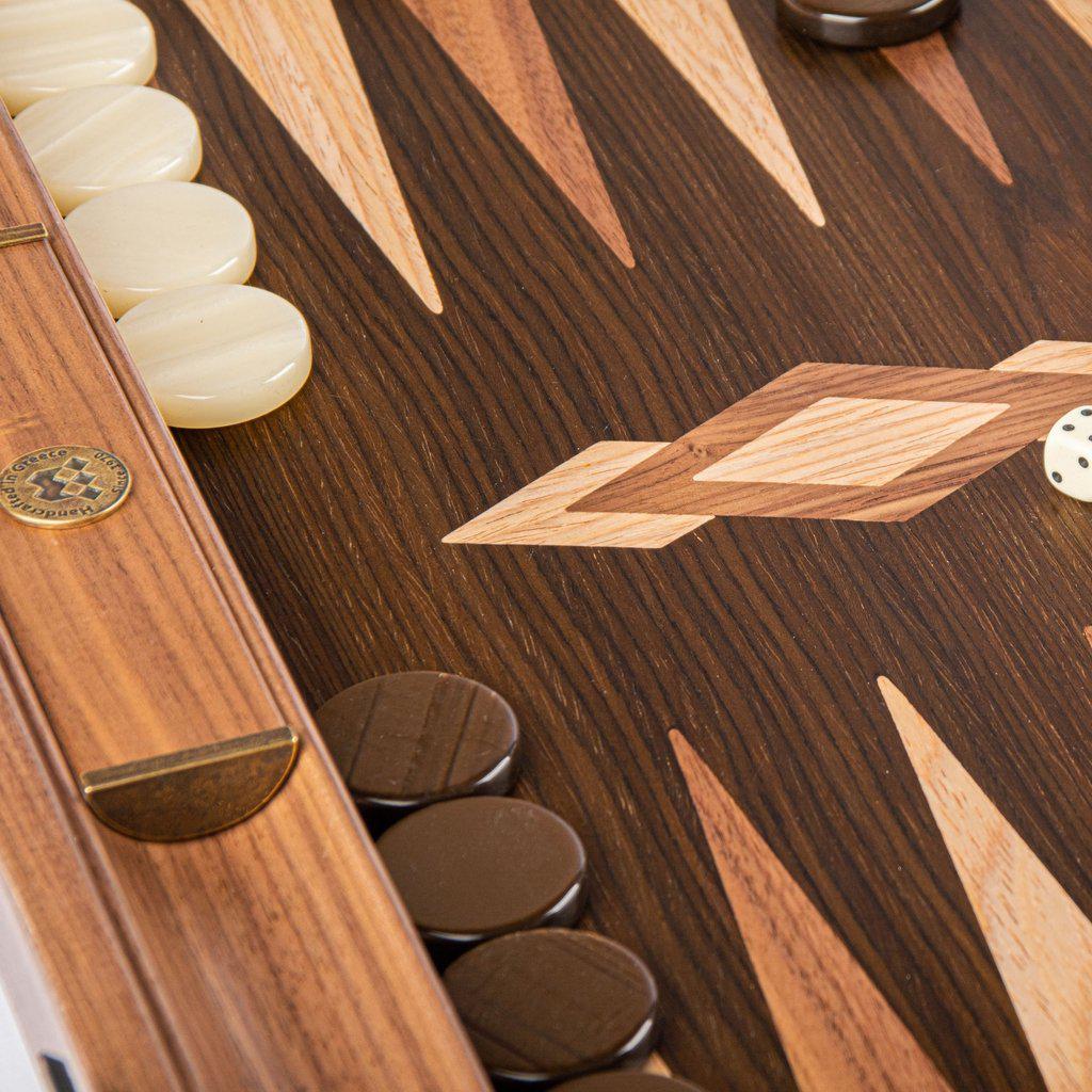 WALNUT NATURAL TREE TRUNK Backgammon-Bordspill-Manopoulos-Large-Kvalitetstid AS