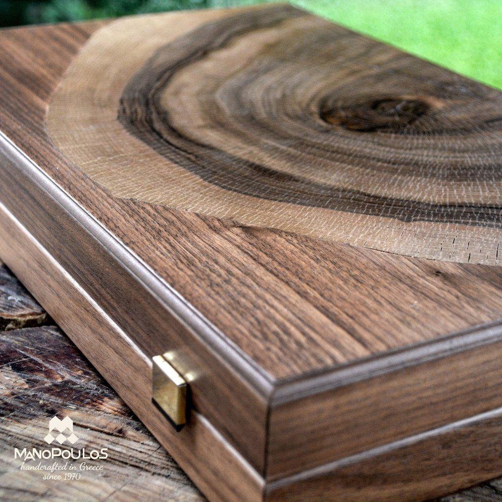 WALNUT NATURAL TREE TRUNK Backgammon-Bordspill-Manopoulos-Large-Kvalitetstid AS