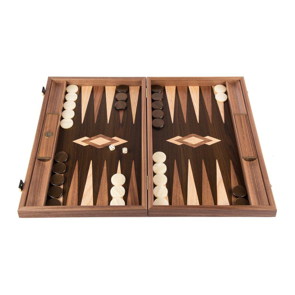 WALNUT NATURAL TREE TRUNK Backgammon-Bordspill-Manopoulos-Large-Kvalitetstid AS