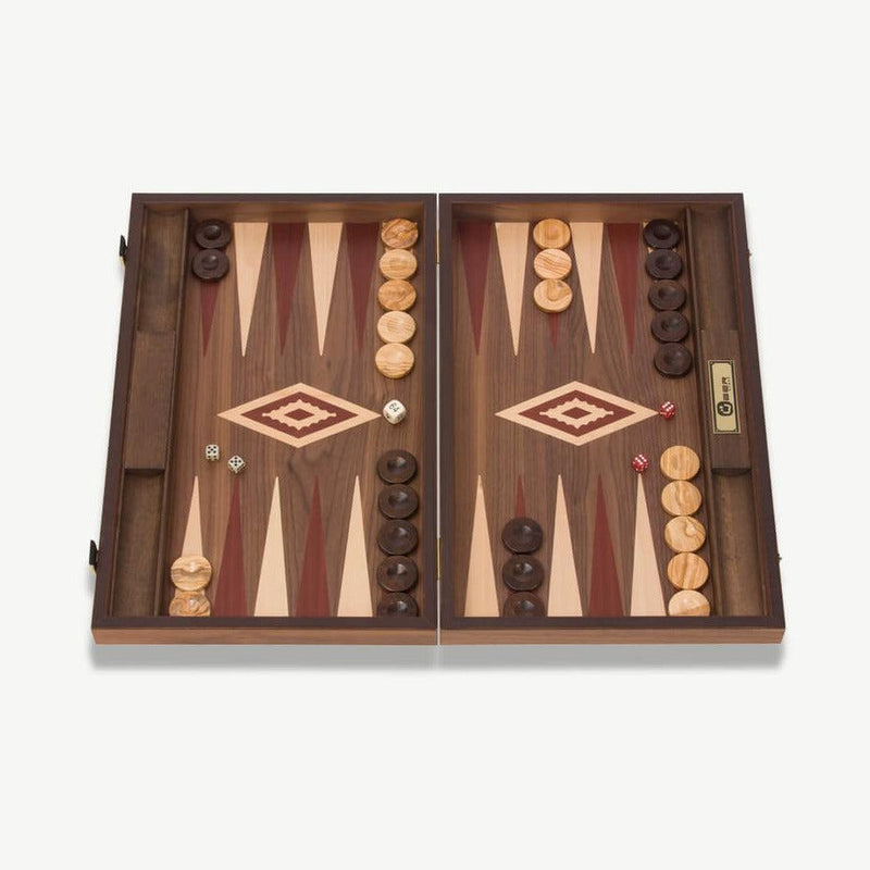 Backgammon i valnøtt (60x47 cm) - velg farge-Backgammon-Uber Games-Rød-Kvalitetstid AS