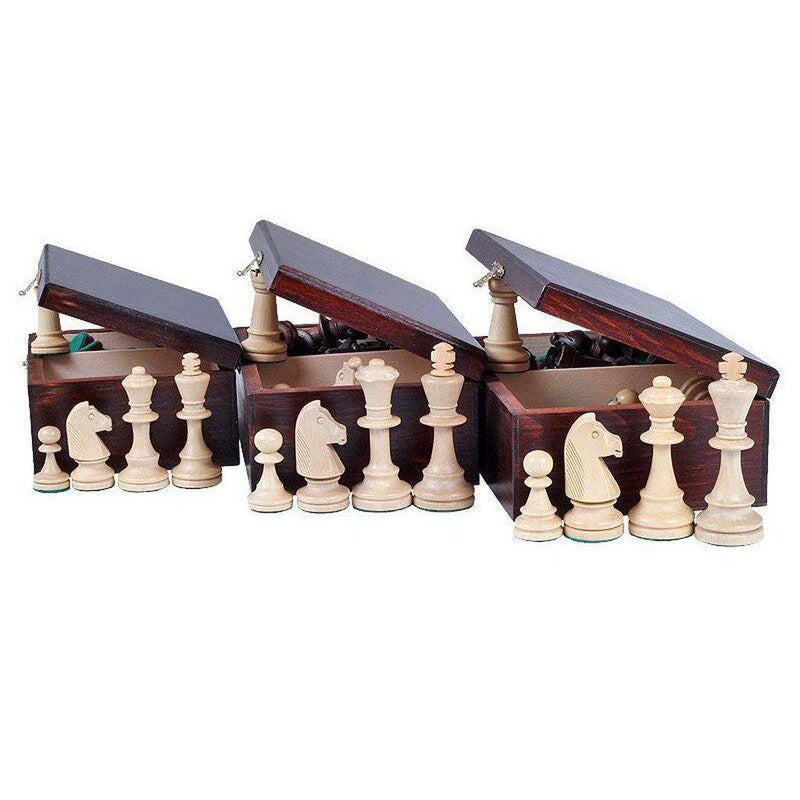 Boks av tre til sjakkbrikker | Mørk-Bordspill-Sunrise Chess-160×120×70mm-Kvalitetstid AS